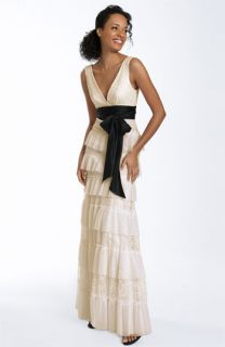 BCBGMAXAZRIA Tiered Lace Gown