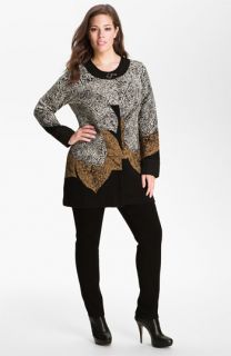 Nic + Zoe Elegant Leaves Sweater Jacket (Plus)
