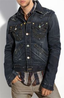 True Religion Brand Jeans Johnny Trim Fit Denim Jacket (Shallow Maker Blue Wash)