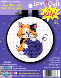 Cross Stitch Kit Dimensions Cute Kitty Easy for Kids Beginners 73038