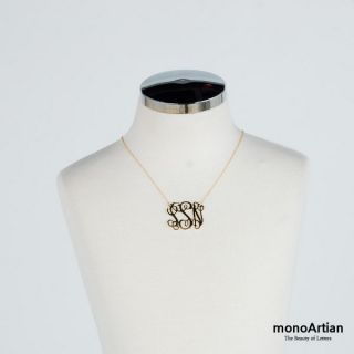 Handmade 1 5inch Monogram Necklace Personalized Initial Pendant Gold