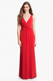Laundry by Shelli Segal Knotted Jersey Surplice Gown