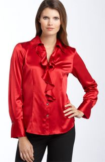 Paperwhite Ruffle Front Blouse