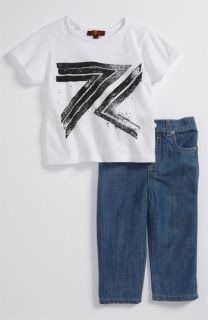 7 For All Mankind® Logo T Shirt & Jeans Set (Infant)