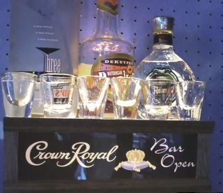 CROWN ROYAL lighted shot glass / LIQUOR BOTTLE display