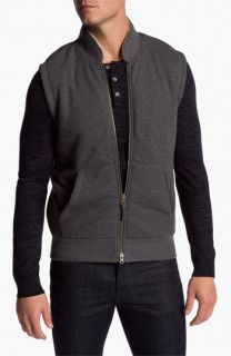 Vince Slubbed Zip Vest with Faux Shearling Lining