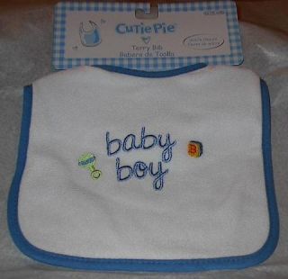 Cutie Pie Terry Cloth Baby Bib W Velcro Closure Baby Boy Feeding Bib
