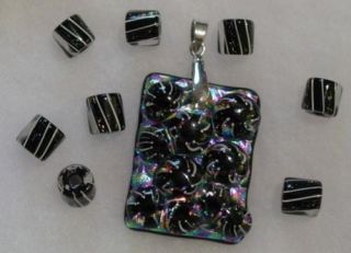David Christensen Dichroic Cane Glass Beads Pendant