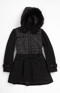 Collection B Faux Fur Trimmed Coat (Big Girls)