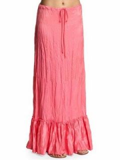 Cynthia Vincent Twelfth Street $174 Long Pink Crinkle Maxi Skirt New L