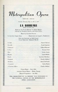 Metropolitan Opera Program Dallas Texas 1957 Munsel Ritchard