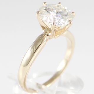 Carat 9mm Moissanite Solitaire 6 Prong Ring 14k Yellow Gold