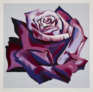 Lowell Nesbitt Purple Rose Original Print Silkscreen Signed Art 1980