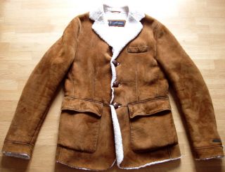 Dsquared Coalminer Shearling Leather Blazer Jacket 50