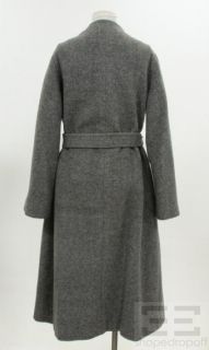 David Green Grey Button Front Belted Full Length Coat