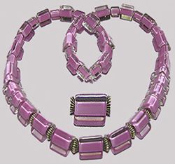 David Christensen OOAK Cane Glass Beads Strand Mauve