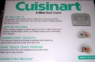 Cuisinart Brushed Stainless 4 Slice Metal Toaster New