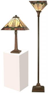  Mission Table Lamp Floor Lamp Torchiere Set Dale Tiffany