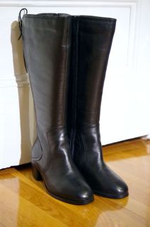 185 Black DAVID TATE Knee High Leather Boots NWOT 6 5 W Wide Calf Wide