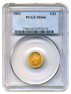  1862 G$1 PCGS MS66 Gold Dollar