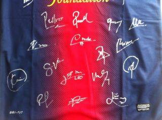 Autographed Barcelona 2012 2013 Home Jersey Signed by The Whole Team
