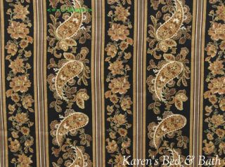 gold sparkle paisley floral stripe print brown black curtain valance