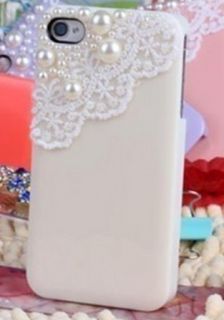 Rice Lace Pearl Hard Case Cover Skin for iPhone 4 4S