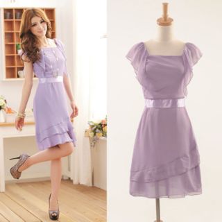Fashionable Chiffon Purple Day Dress Size s Fit US Sz 0