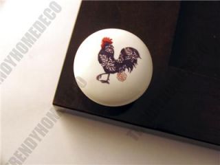 Damask Rooster Ceramic Knobs Pulls Kitchen Bathroom Closet Drawer Cabinet 034
