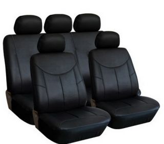SEMI CUSTOM CAR SEAT COVERS PU LEATHER SOLID BLACK 9PCS FOR 2ROWS W