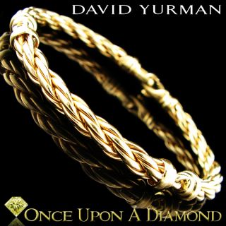David Yurman Rope Cable Bracelet 7 18K Yellow Gold Triple Connection
