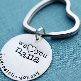 Sterling Silver Key Chain Hand Stamped Personalized Custom Mothers Day