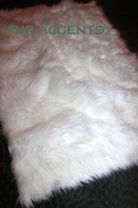  Arctic Wolf Skin Sheepskin Accent Rug Mink Rabbit Shag Pelt New