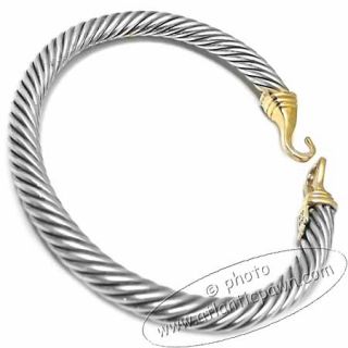David Yurman Silver Gold Buckle Cable Bracelet