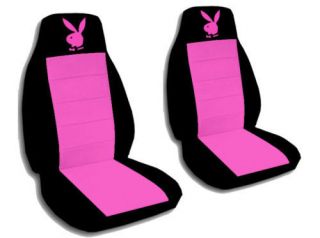 Cute Car Seat Covers Black Hot Pink Velour with Hot Pink Bunny Cool