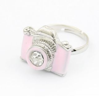 Women New Fashion Korean Camera Ring Pink White Cute Rings