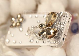  3D Luxury Bling Crystal Bow Clear Case Cover Skin For iPhone 4 4G 4S