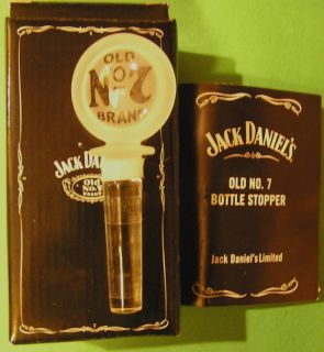 Jack Daniels Old No 7 Glass Bottle Stopper Topper New in Box w COA