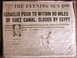  newspapers ARAB ISRAELI Six Day War ISRAEL DEFEATS EGYPT Syria JORDAN
