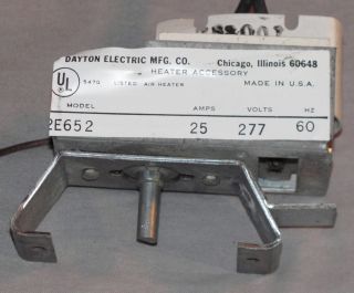 Dayton Electric Heater Thermostat Unit 2E652 25AMP 125 277V 60HZ