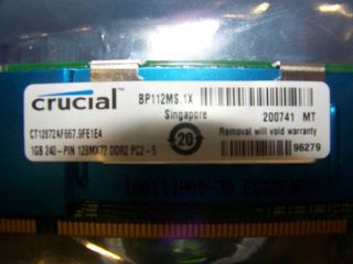 Lot of 120 Crucial 1GB DDR2 RAM Memory ECC CT12872AF667
