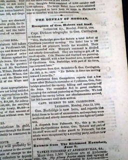 1864 Civil War Newspaper Cynthiana KY Battle of Brices Crossroads