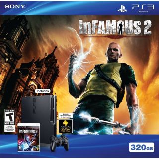 Sony PlayStation 3 Slim 320GB System PS3 Console Game Infamous 2 30