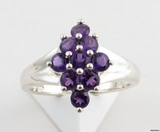 Purple CZ Ring   Sterling Silver Size 9 Chunky Cocktail Size 9 Womens