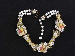 Marvelous Floral Beaded Collar Necklace DeMario or Robert style