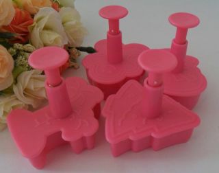 4pcs Pink Christmas Shape Mold Sugar Arts Set Fondant Cake Tools Cake