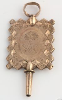1800s Large Antique Masonic Watch Key Fob   RGP Blue Lodge Engraved