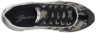 Guess Danton Sneakers Shoes Black and Gold Silver Patent 8 5 Lowest
