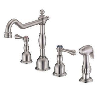 Danze D422057SS Stainless Steel Double Handle Kitchen Faucet with Side