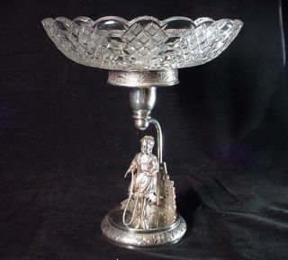 Victorian Figural EAPG Brides Basket Cox Silver Plate Girl Jumping